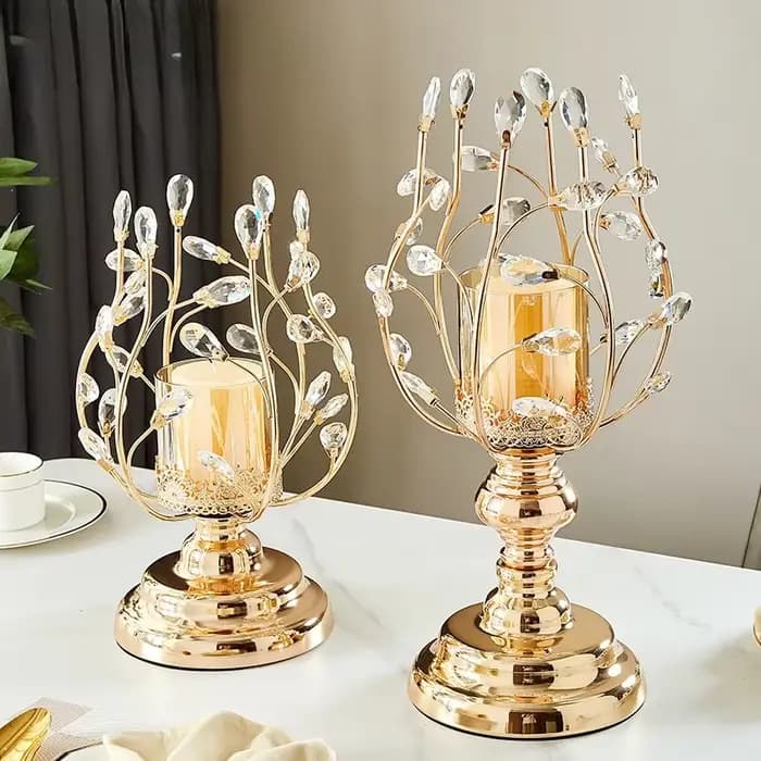 Bougeoir doré lumière européenne luxe rétro chandelier en métal décoration accessoire de bougie chandeliers de bureau décor à la maison