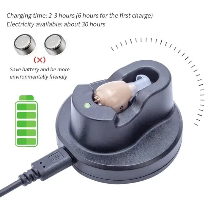 Aide auditive rechargeable OTC, longue durée de vie de la batterie, réduction intelligente du bruit, excellent confort, aide auditive presque invisible