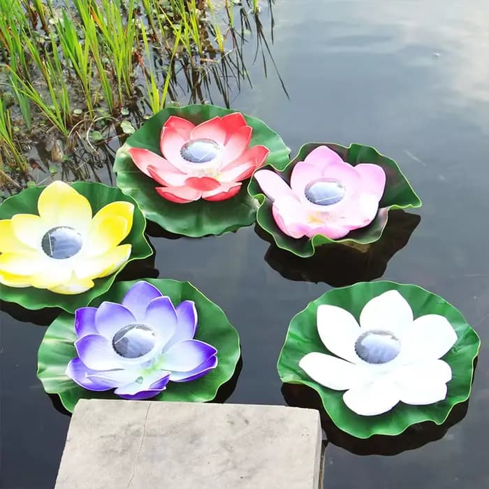 Lumière de Lotus flottante solaire LED étanche, veilleuse festive, lampe de souhait pour étang, piscine, jardin, aquarium, fournitures de décoration