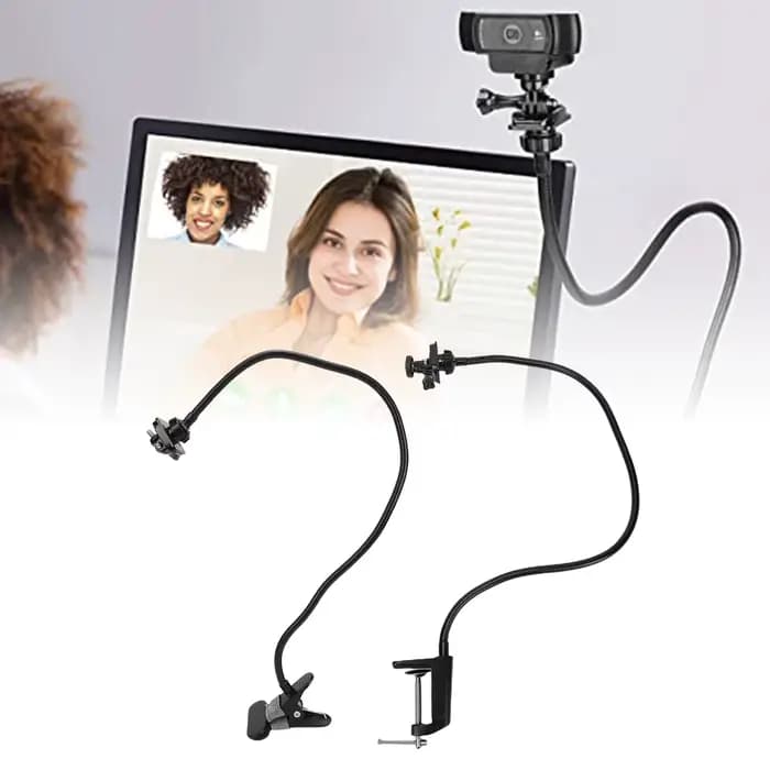 Support de caméra à bras flexible, support col de cygne compatible avec les caméras C922, C930e, C920S, C920, C615, C960, C920x, support de bureau pour webcam à bras flexible