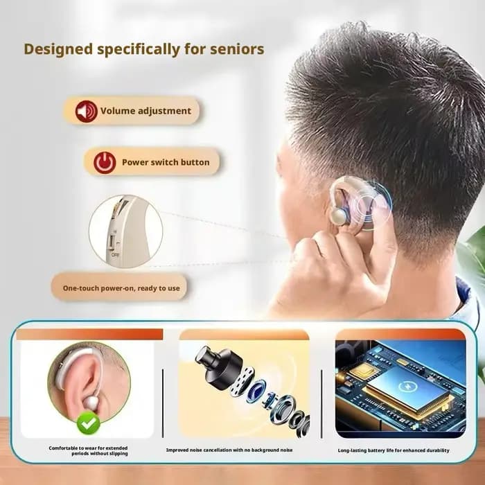 Aide auditive pour personnes âgées, amplificateur de son clair, port confortable, volume réglable, amplificateur de son pour perte auditive