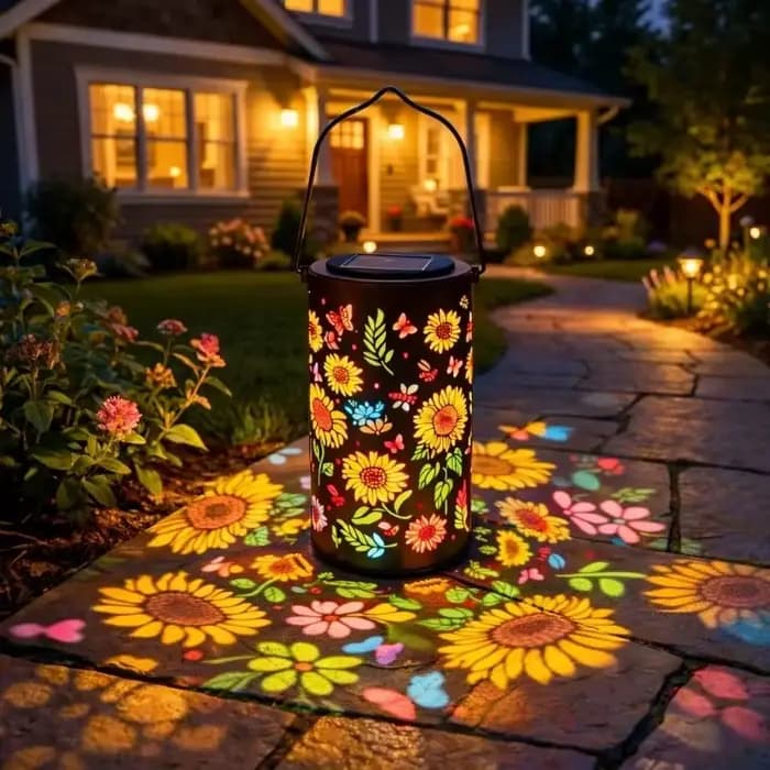 Lanterne solaire de jardin à LED colorée en forme de tournesol, lumière d'ombre, étanche, pour patio, pelouse, jardin, allée