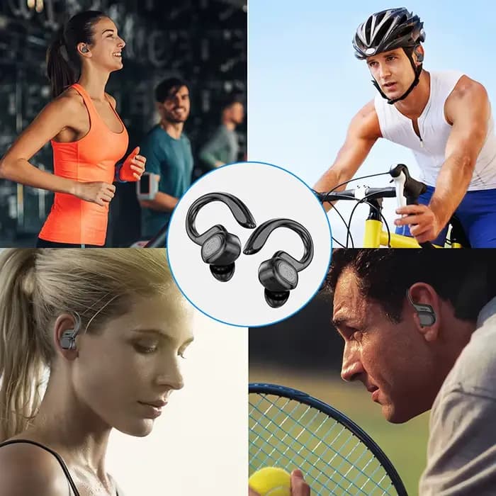 Écouteurs sportifs sans fil BT avec crochets d'oreille, écouteurs intra-auriculaires pour la course VV2