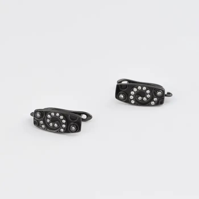 1 Paire de composants de boucles d'oreilles plaqués noir canon, crochets de boucles d'oreilles en laiton plaqué or 18 carats, attaches ouvertes pour la fabrication de bijoux DIY