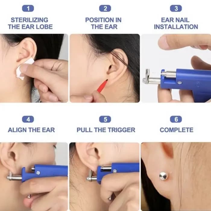 Ensemble d'outils de odorde perçage d'oreille professionnel, goujons d'oreille, acier, antarctique, nombril, unité de odorde perçage corporel, kit d'outils de perçage de sécurité, 98 pièces