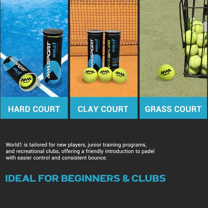 AMASPORT Balles de Tennis et de Padel Professionnelles pour Entraînement et Match (Lot de 3) – Haute Élasticité, Résistantes et Durables pour l'Exercice