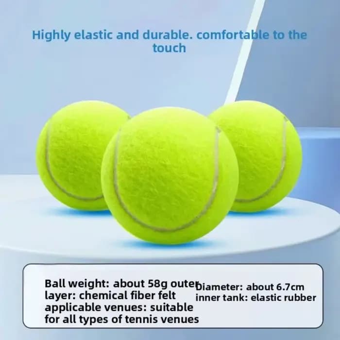 Lot de 3 balles de tennis haute élasticité pour entraînement et matchs