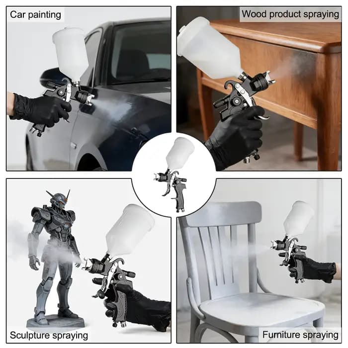 Pistolet de pulvérisation HVLP 1.4/1.7/2.0/2.5mm, pistolet de pulvérisation par gravité, pistolet de pulvérisation portable pour peinture automobile, kit de peinture DIY