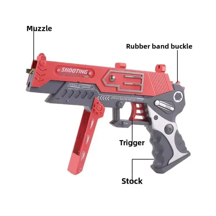 Pistolet à élastiques de combat, lanceur pliable à tir continu, 70 élastiques inclus, blaster à 8 coups
