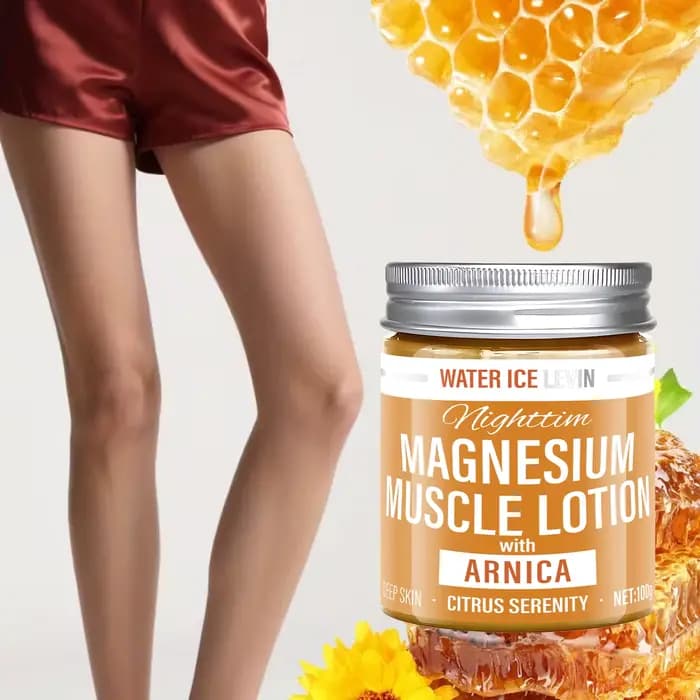 Lotion musculaire au magnésium avec arnica et agrumes pour un apaiser en profondeur de la peau – Formule légère et à absorption rapide.