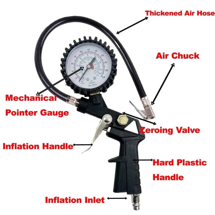 Pistolet de gonflage de pneus pneumatique pour voiture et moto, manomètre de mesure de la pression des pneus, outil de gonflage et dégonflage, interface EU US JP
