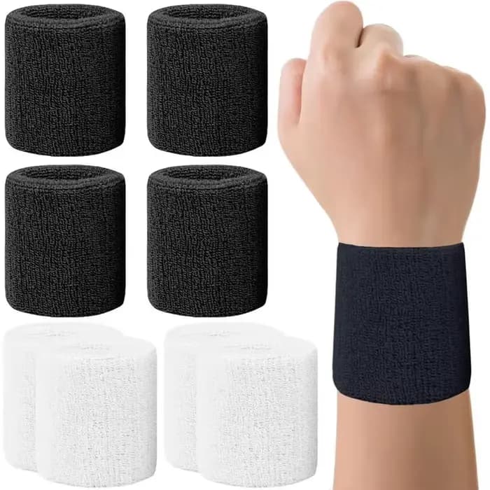 Lot de 1/2/3/4 paires de bandeaux de poignet en coton respirant, absorbants la transpiration, pour le tennis, le football, le basketball, la course à pied et la gym