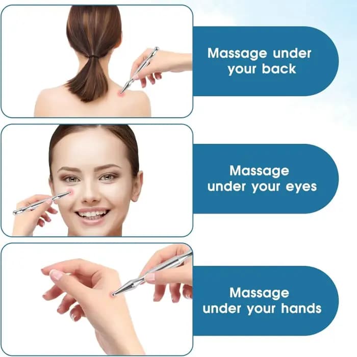 Stylo de massage double tête en acier inoxydable