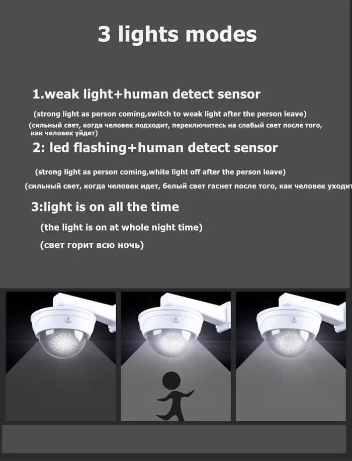 DUNIpermission-Fausse caméra de sécurité extérieure intelligente, alimentée par batterie solaire, détection de mouvement humain, lumière clignotante, CCTV, maison
