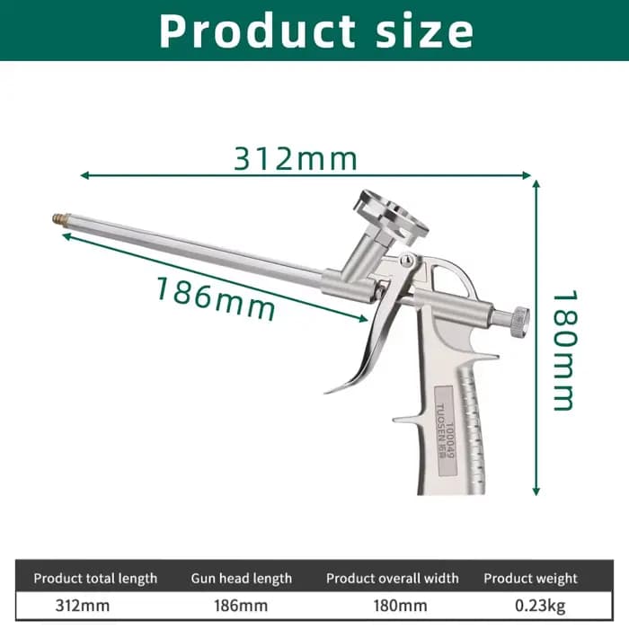 Pistolet professionnel en mousse de polyuréthane – Construction entièrement métallique pour une application précise de scellant et des projets de bricolage