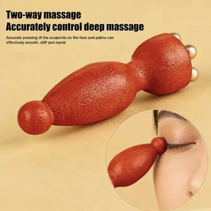 Masseur facial, outil de beauté Gua Sha en forme de graine de lotus avec perles en laiton et bois de rose