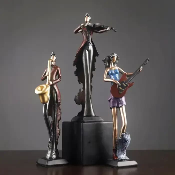 Vintage jouer à un Instrument bande décoration Art personnage modèle Statue créativité Figurines pour intérieur bureau accessoires artisanat