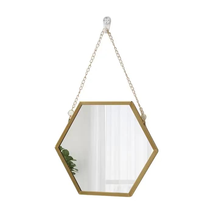 Miroir décoratif de forme hexagonale, décoration murale suspendue de maquillage, miroir cosmétique de salle de bains, décoration murale de chambre à coucher