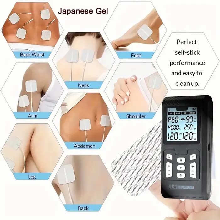Stimulateur musculaire électrique 4 en 1 EMS Interférentiel Appareil de physiothérapie haute fréquence