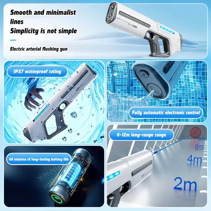 Pistolet de stockage d'eau entièrement automatique pour enfants, jouet électrique absorbant l'eau de grande capacité, jouet d'été en plein air, cadeau
