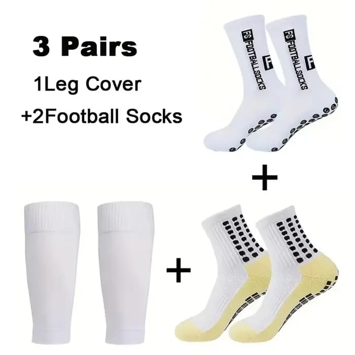 1-3 paires ensemble hommes Grip Football chaussettes genouillères mollet manches adulte jeunesse antidérapant jambe protège-tibia pour basket-ball Football Sports