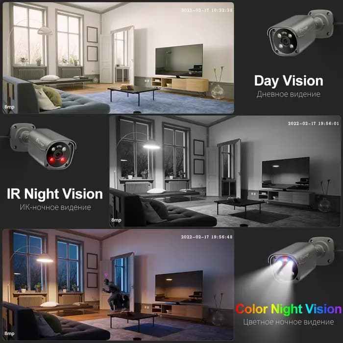 Techage-Système de caméra extérieure POE PTZ, 8 canaux, 4K UHD, 8MP, AI, poignées humaines, etc, conversation bidirectionnelle, vidéosurveillance CCTV, kit H.dissis NVR