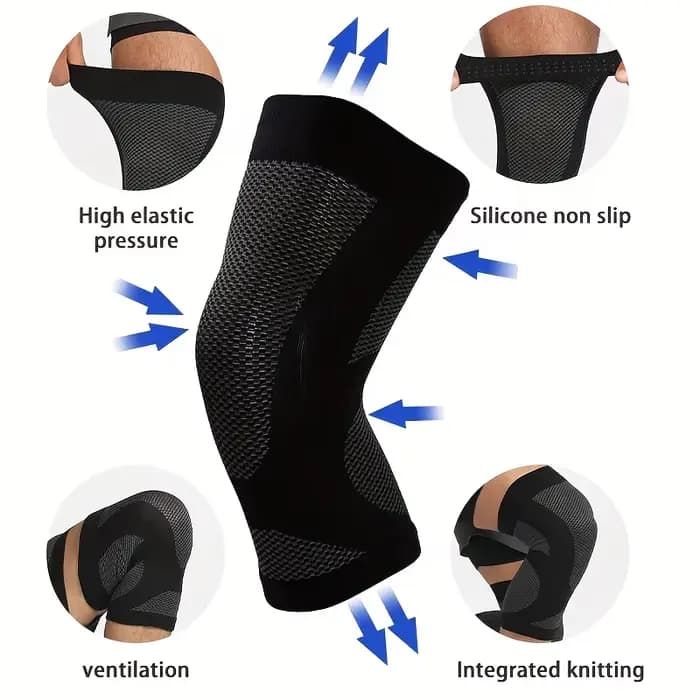 1 paire de manchons de compression de genou ultra-fins – Antidérapants