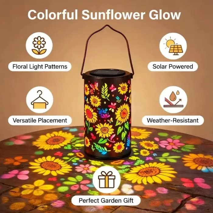 Lanterne solaire de jardin à LED colorée en forme de tournesol, lumière d'ombre, étanche, pour patio, pelouse, jardin, allée