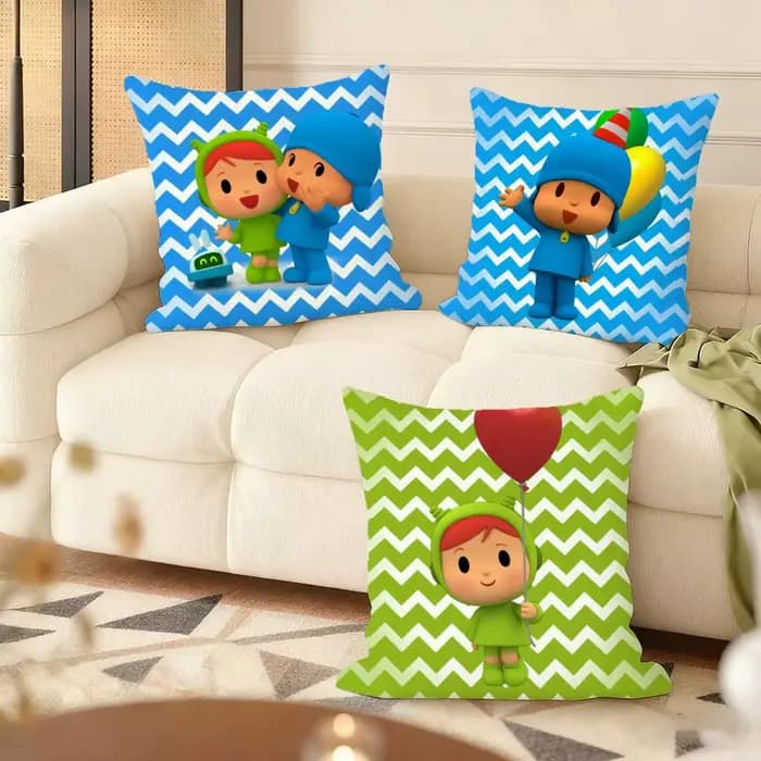 Housse de coussin P-Pocoyo en peluche courte et soyeuse, imprimée double face, pour canapé, toutes saisons, décoration de la maison, cadeau