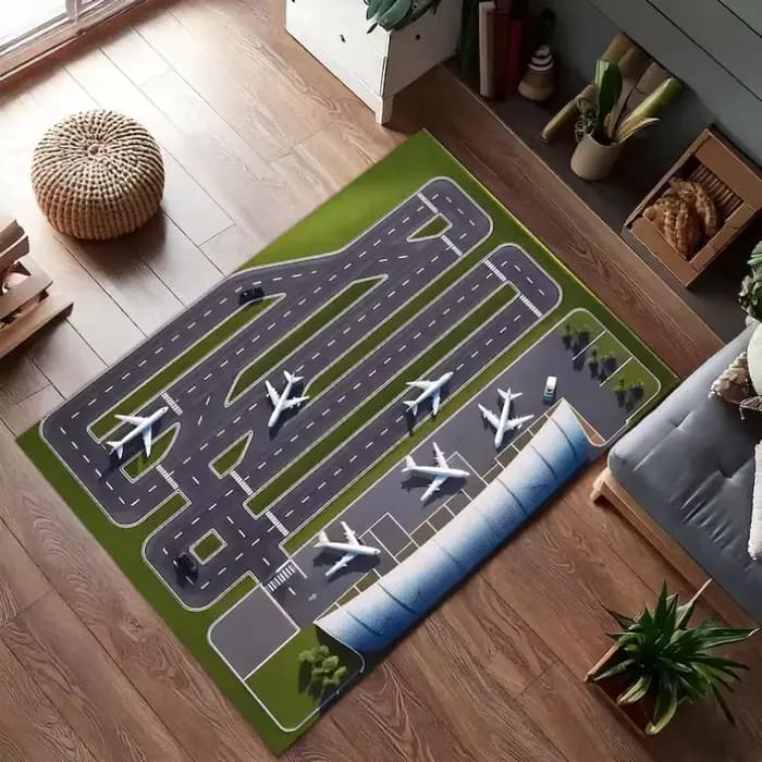 Tapis Terminal d'aéroport d'avion, tapis de jeu réaliste sur le thème de l'aviation pour chambre d'enfants ou décor de salle de jeux