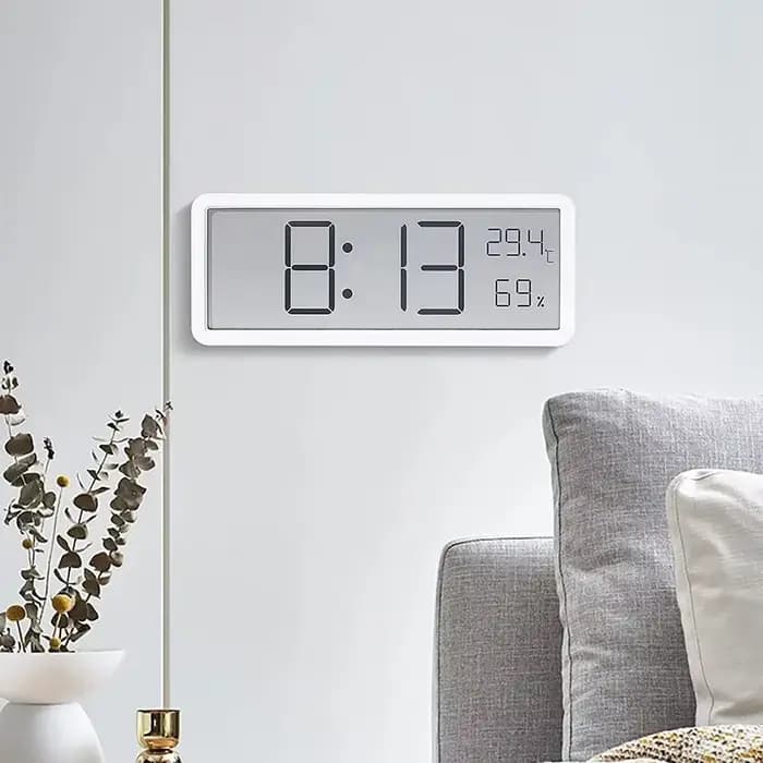 Écran LCD horloge murale numérique temps température humidité affichage de l'heure horloge électronique horloge numérique de bureau alimenté par batterie