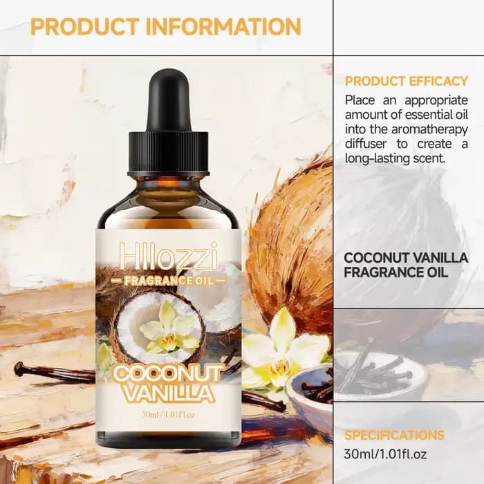 HUILE PARFUMÉE COCO VANILLE Adaptée aux soins du visage et du corps, visage, mains et ongles, à utiliser après le bain, le massage et pour les projets DIY