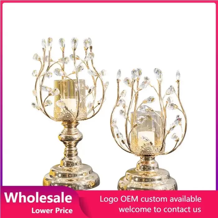Bougeoir doré lumière européenne luxe rétro chandelier en métal décoration accessoire de bougie chandeliers de bureau décor à la maison