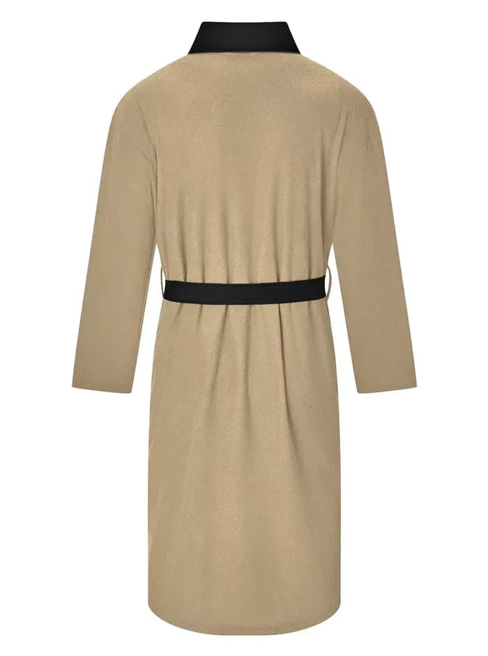 Peignoir pour homme à manches longues, style kimono, avec ceinture et poches, doux et confortable, vêtements de nuit et de détente pour la maison et l'hôtel