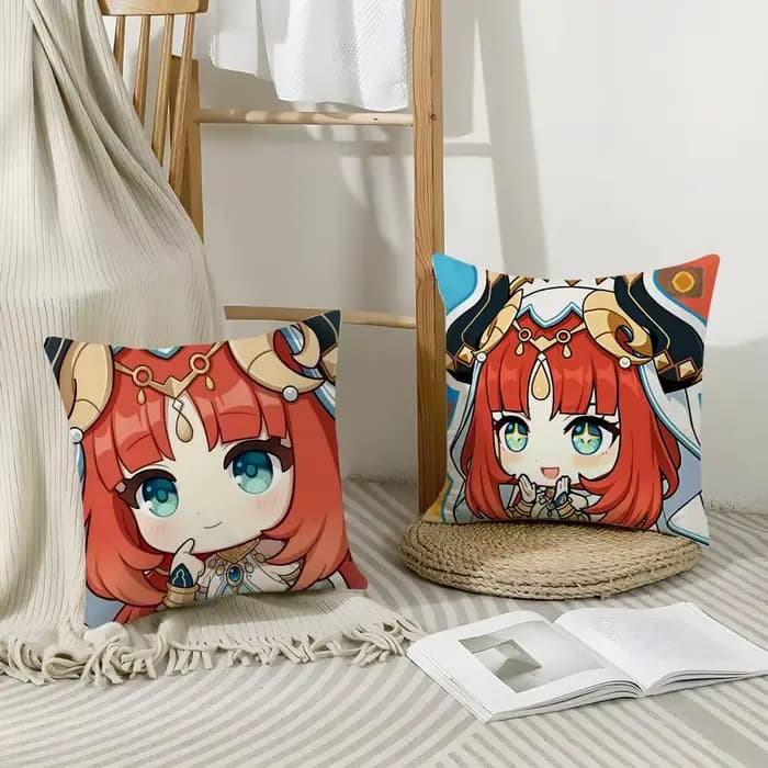Housse de coussin carrée Nilou Cute Genshin Game pour chambre à coucher, canapé, salon, décoration intérieure, confort et détente 40x40