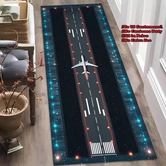 Tapis de piste d'atterrissage d'aéroport, tapis de jeu pour enfants, tapis de couloir décoratif avion pour entrée, tapis de zone pour chambre à coucher, avec tapis antidérapant pour chevet