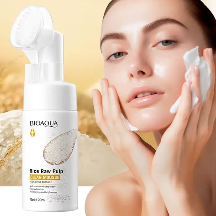 BIOAQUA nettoyant pour le visage au riz blanc blanchissant nettoyage en profondeur Massage du visage hydratant Anti-âge mousse de lavage du visage nettoyant pour le visage