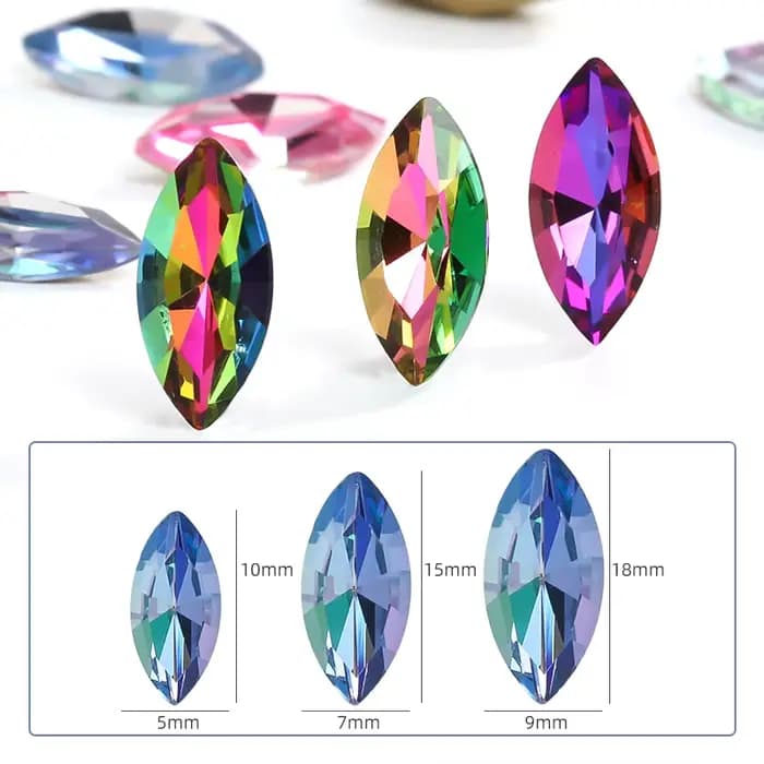 Strass en verre K9 brillant coloré, cristaux de verre pointus pour colle artisanale sur perles de robe, pierres de décoration