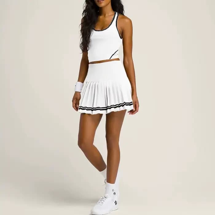 Ensemble de vêtements de sport pour femmes, jupe plissée taille haute effet seconde peau, jupe de tennis, tenue de tennis, vêtements de golf pour femmes