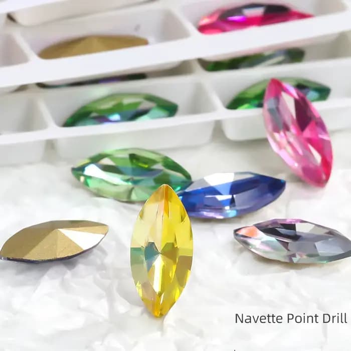 Strass en verre K9 brillant coloré, cristaux de verre pointus pour colle artisanale sur perles de robe, pierres de décoration