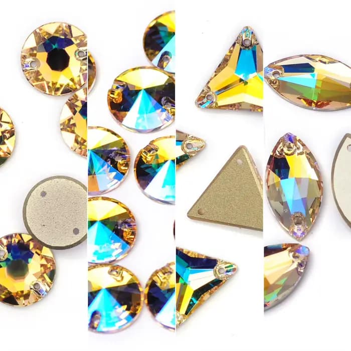 PUBRILEX Paradise Shine Strass à coudre, pierres fantaisie en cristal à dos plat de formes variées pour vêtements, travaux d'aiguille et accessoires DIY