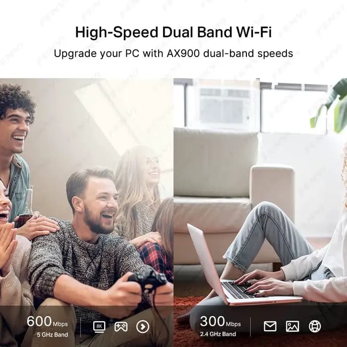 Adaptateur USB WiFi 6 AX900 BT5.4 2-en-1, Dongle double bande 2.4G & 5GHz, Récepteur réseau sans fil sans pilote pour PC/Ordinateur portable Windows 10/11