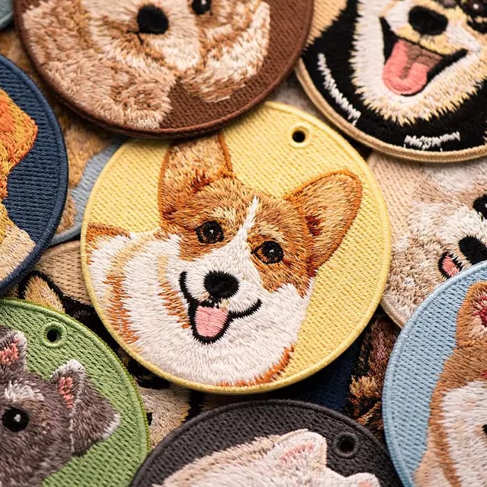 Pendentif chien brodé Double face, 1 pièce, porte-clés Corgi Border Collie Golden Retriever, cadeau pour amoureux des animaux de compagnie, pour sacs, décor de sac à dos