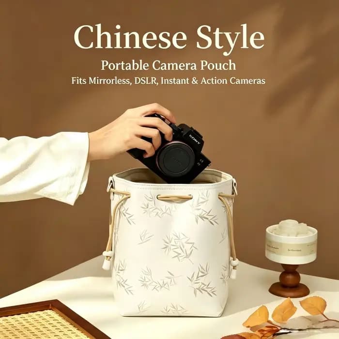 Sac de rangement compact et portable pour appareil photo, pochette bandoulière avec sangle pour appareil photo Canon Nikon Sony Fuji XT5 Leica Olympus Mirrorles