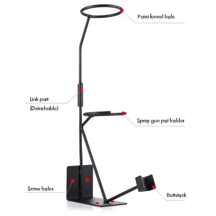 Support de pistolet de pulvérisation de peinture à alimentation par gravité avec support de crépine, support de pistolet de pulvérisation d'air détachable mural ou sur banc, noir