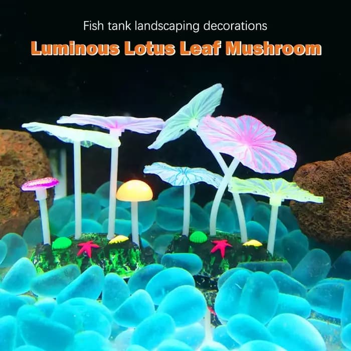 Feuille de Lotus champignon Fluorescent artificiel corail récif brillant Lotus pierres lumineuses aquariums Aquarium décoration lumineuse