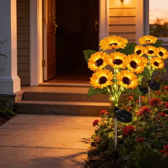 Lampes solaires en forme de tournesol pour jardin, décoration extérieure, lumières féériques imperméables pour la décoration de fête, de cour et de pelouse