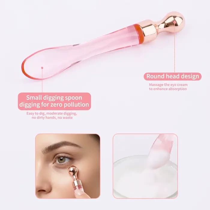 Ensemble de 3 rouleaux de massage double tête et crème contour des yeux pour aider à lifter la peau du visage