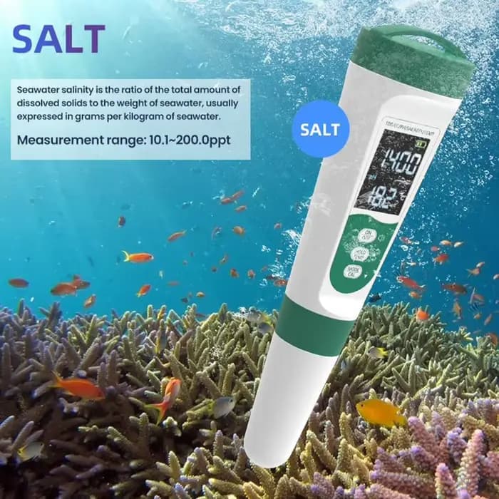 Testeur d'eau potable 5 en 1, testeur de qualité de l'eau, testeur de PH numérique de haute précision PH/EC/TDS/salt/compteur de température pour piscines et Aquariums