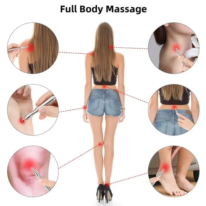 Stylo de massage double tête en acier inoxydable